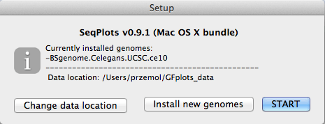 SeqPlots Mac OS X bindle - the welcome screen